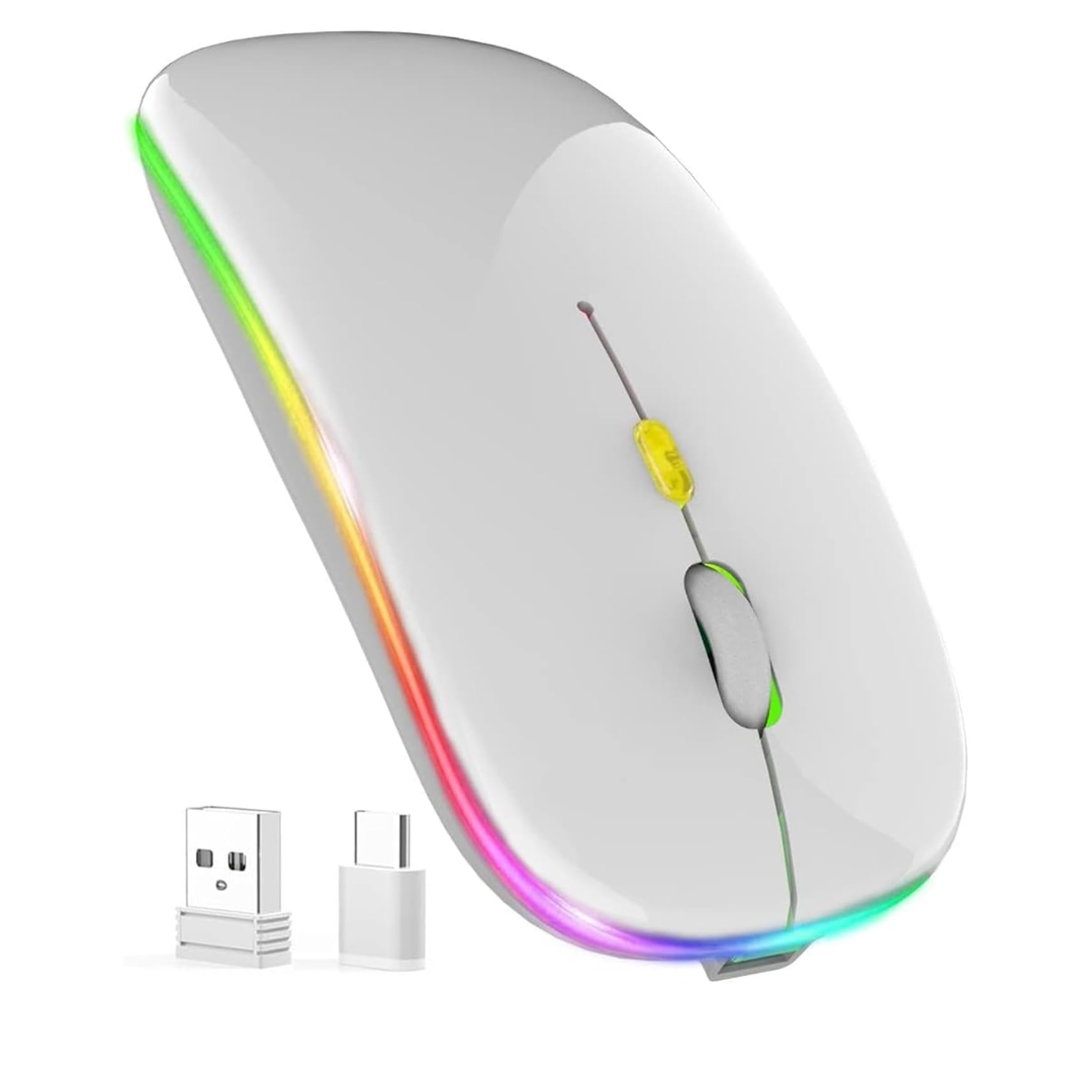 Ratón inalámbrico recargable silencioso retroiluminado con LED
