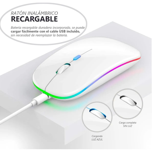 Ratón inalámbrico recargable silencioso retroiluminado con LED
