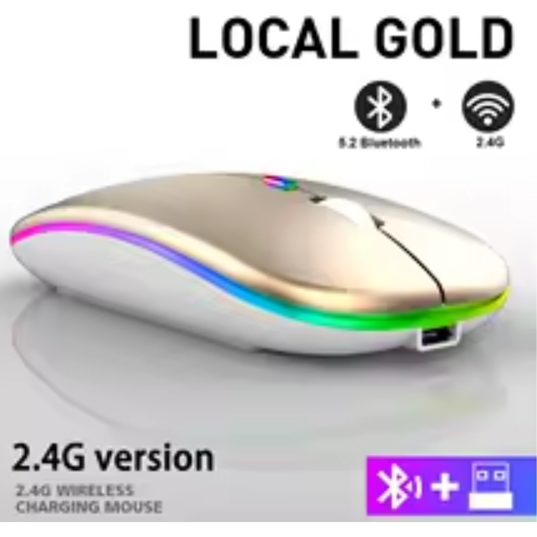 Ratón inalámbrico recargable silencioso retroiluminado con LED